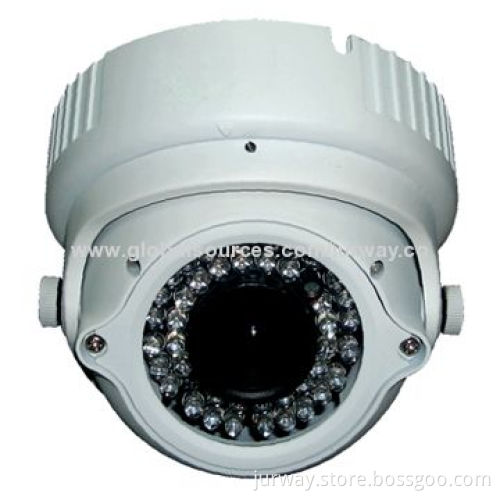 CCD Dome Camera with 600TVL Horizontal Resolution, 42 Pieces LEDs for 40m IR Distance, 4 to 9mm Lens
